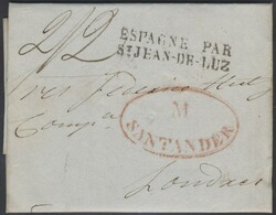Santander-London  1833, Transitbrief von Santander nach London, vorne ...