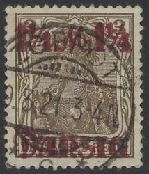 Danzig, Mi 42 F N  1920, Danzig: 1 1/4 M auf 3 Pf ohne Netzunterdruck ...