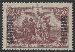 Mi 43 d 1920, 2,50 Mark dunkelbraunlila, geprüft Burger BPP. Mi 43 d