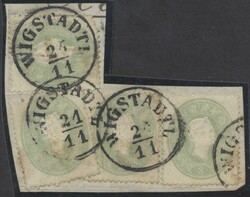 Wigstadtl  "WIGSTADTL 21/11" (Müller 3239b, 3x 12 P) auf 4 Stück 3 ...