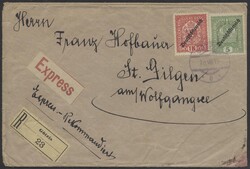 Götzis  1919, Reko-Expressbrief von Götzis nach St. Gilgen am ...