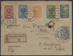 Kaltenleutgeben  1919, Einschreibebrief von Kaltenleutgeben nach Wien ...