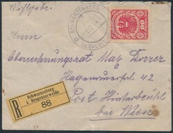 Schwarzenberg  1921, Einschreibebrief von Schwarzenberg im ...