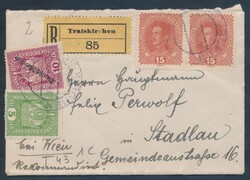 Traiskirchen  1919, Einschreibebrief von Traiskirchen nach Stadlau ...