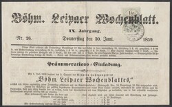 Ankündigungs-Stempelmarke1859, 1 Kreuzer Ankündigungs-Stempelmarke ...