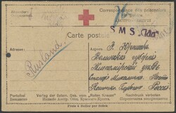 Gäa  1917, "S.M.S. "Gäa" in violett auf Kriegsgefangenen-Doppelkarte