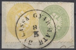 Mischfrankatur  "BALASSA GYARMAT 8/5" (Müller 134b) auf 2 Kreuzer BZ ...