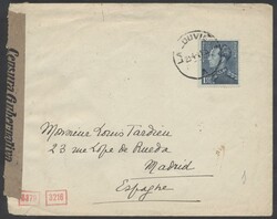 Zensurbrief  1941, zensurierter Auslandsbrief von La Louviere nach ...