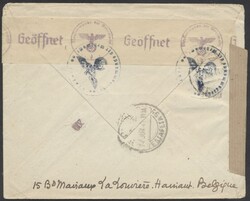 Zensurbrief  1941, zensurierter Auslandsbrief von La Louviere nach ...