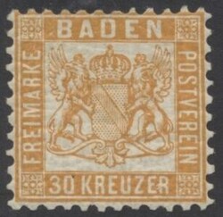 Mi 22  1862, 30 Kreuzer dkl'gelblichorange, gez. K 10, postfrisch. Mi ...