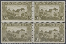 Sonderzähnung  1906, 3 Heller im Viererblock mit Mischzähnungen ...