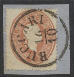 Buccari  "BUCCARI 16/10" (Müller 348a, 10 P.) a. Briefstück. ANK 20