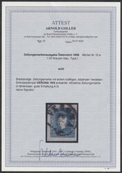 Zeitungsmarke, blau(1,05 Kr.) blau mit sitzendem ...