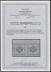 1 Kreuzer Paar, Type II1877, 1 Kreuzer hellblau, Type II (spitze 1) ...