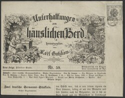 1 Kreuzer schwarz  1858, Zeitungsstempelmarke 1 Kreuzer schwarz auf ...