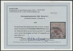 schwarblauer Finanzstempel  Zeitungsmarke 2 Kreuzer rot mit ...