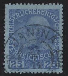 Kreta Nr. 24  25 Centimes auf durchgefärbtem Papier mit Stempel ...