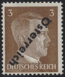 kopfstehender Aufdruck  1945, 3 Pf kopfstehendem Aufdruck, Gummierung ...