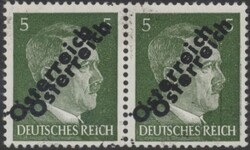 Doppelaufdruck  1945, 5 Pf mit Doppelaufdruck im waagrechten Paar, ...