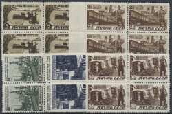 Mi 1066-1070 (4)  1946, Wiederaufbau: kompletter Satz in Viererblocks ...