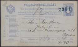 Rohrpost-Karte 10 Kr ultramarin mit blauem Numerator-Stempel "2991" ...