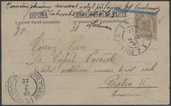 1905, Rohrpost-Karte 20 Heller braun mit DK-Stempel "PRAG 1 d PRAHA 1 ...