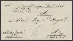 Gmunden  1847, "GMUNDEN / 26 APR 1847" (Mü 422b), schwarzer ...
