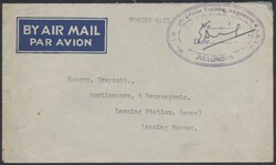 Jullundur  1945, unfrankierter Flugpostbrief mit violettem ...