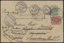 Pretoria - London - Neuchatel  1898, 1/2 Penny Ganzsache mit 1 P. ...
