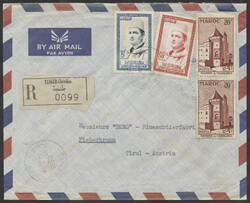Tanger - Fieberbrunn  1957, Reko-Flugpostbrief von Tanger-Chérifien ...