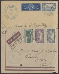2 Briefe Senegal  1941, Senegal: 2 Luftpostbriefe nach Frankreich
