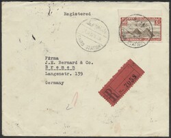 Devisenzensur 1939, Einschreibebrief von Kairo nach Bremen, ...