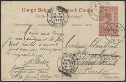 Matadi - Paris  1916, Belgisch Kongo: 10 C. Ganzsache mit ...