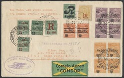 Condor  1930, registred flight cover from Porto Alegre to Rio de ...