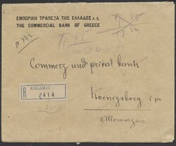 Kalamai-Königsberg  1932, Reko-Brief von Kalamai mit rückseitiger ...