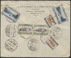 Piräus-Wien  1935, Luftpostbrief von Piräus mit beidseitiger ...