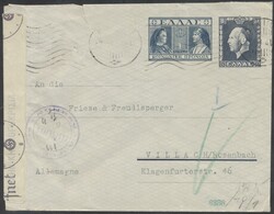 Doppelzensur  1941, zenurierter Ganzsachen-Umschlag 8+1 Dr ...