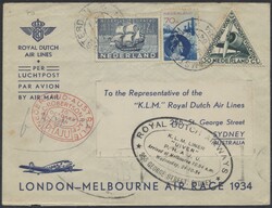 KLM  1934, Luftpostbrief K.L.M. von Amsterdam nach Sydney, ...