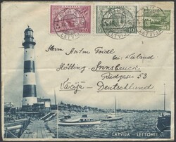 Riga-Innsbruck  1939, Brief von Riga mit zarten mittigen Faltbug nach ...