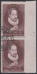 Mi 1560 Ur (2)  1955, Miguel de Cervantes: 2 L schwarzlila im ...