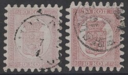 Mi 4A + 4B  1860, 10 Kop rosakarmin bzw. rosa mit Durchstich A und B. ...
