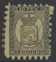 Mi 7 By  1866, 10 P schwarz auf einfachem sämischen Papier, Zungen ...