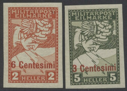 Aufdruckabart  1918, Italien: Eilmarken ungezähnt mit vertauschten ...