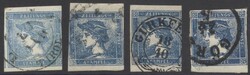 4 Blaue Merkure  1851, 4 Stück "Blauer Merkur" in verschiedenen ...
