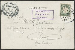 Englburg/Tittling  1900, guter violetter PHST "Posthilfstelle ...