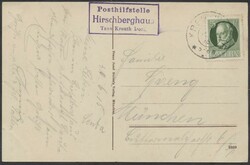 Hirschberghaus  1915, K3 "Posthilfstelle Hirschberghaus Taxe Kreuth ...