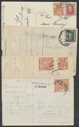 Lot 4 Postablagen  1920/25, 4 Ansichtskarten mit Postablagestempel ...