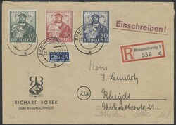 Mi 103-105  1949, Exportmesse Hannover: Reko-Satzbrief von ...