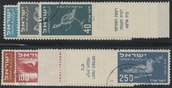 Mi 33-38  1950, Vogeldarstellungen: kompletter Satz mit Tabs, ...