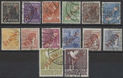 Mi 21-34  1949, Freimarken Rotaufdrucke, kpl. Satz gestempelt, ...